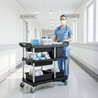SOGA Black 3-Tier Kitchen Utility Trolley Cart with 5 Buckets $ 288