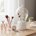 SOGA White 360 2 Layered Jewelry Storage Box Waterproof Dustproof Accessories Organiser