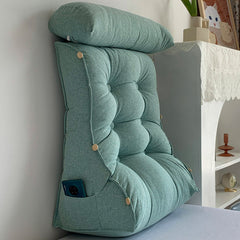 SOGA 2X 60cm Green Triangular Wedge Lumbar Pillow Headboard Backrest Sofa Bed Cushion Home Decor