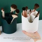 SOGA 2 Tier White Countertop Cosmetic Makeup Brush Lipstick Holder Organiser and 20cm Rechargeable LED Light Tabletop Mirror Set