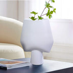 SOGA 33x43cm White Large Ornament Bodhi House Ceramic Handcrafted Modern Abstract Square Vase Home Decor