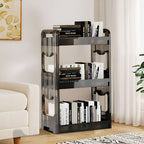 SOGA 38x24cm Black 3 Tier Bookshelf & Cosmetic Storage Organizer Trolley Rack