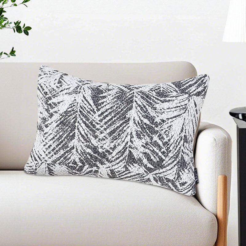 SOGA 2X 35cm Modern Charcoal Palm Leaf Print Contemporary Throw Pillow