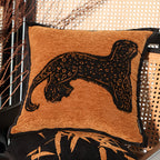 SOGA 45cm Stylish Golden Yellow Black Leopard Pattern Throw Pillow