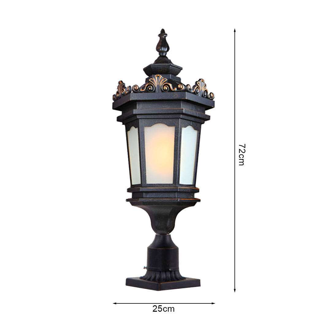 Vintage Lamp 72cm Lantern Stand Elegant Aluminum & Glass Outdoor Light Antique Style Exterior Fixture