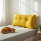 SOGA 2X 100cm Yellow Triangular Wedge Bed Pillow Headboard Backrest Bedside Tatami Cushion Home Decor