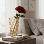 SOGA 29.8cm Golden Amber Glass Crystal Vase Elegant Modern Home Décor