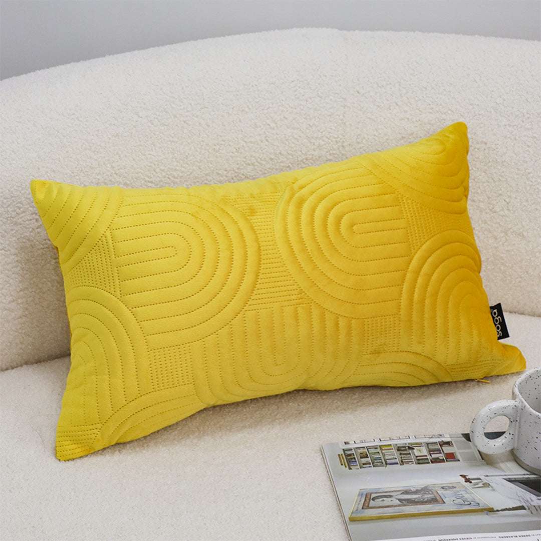 SOGA 2X 30cm Yellow Textured Geometric Pattern Decorative Throw Pillow $ 119