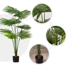 SOGA 4X 150cm Artificial Natural Green Fan Palm Tree Fake Tropical Indoor Plant Home Office Decor