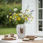SOGA 30x19cm Gradient White Medium Ceramic Flower Vase Elegant Living Room Home Decor