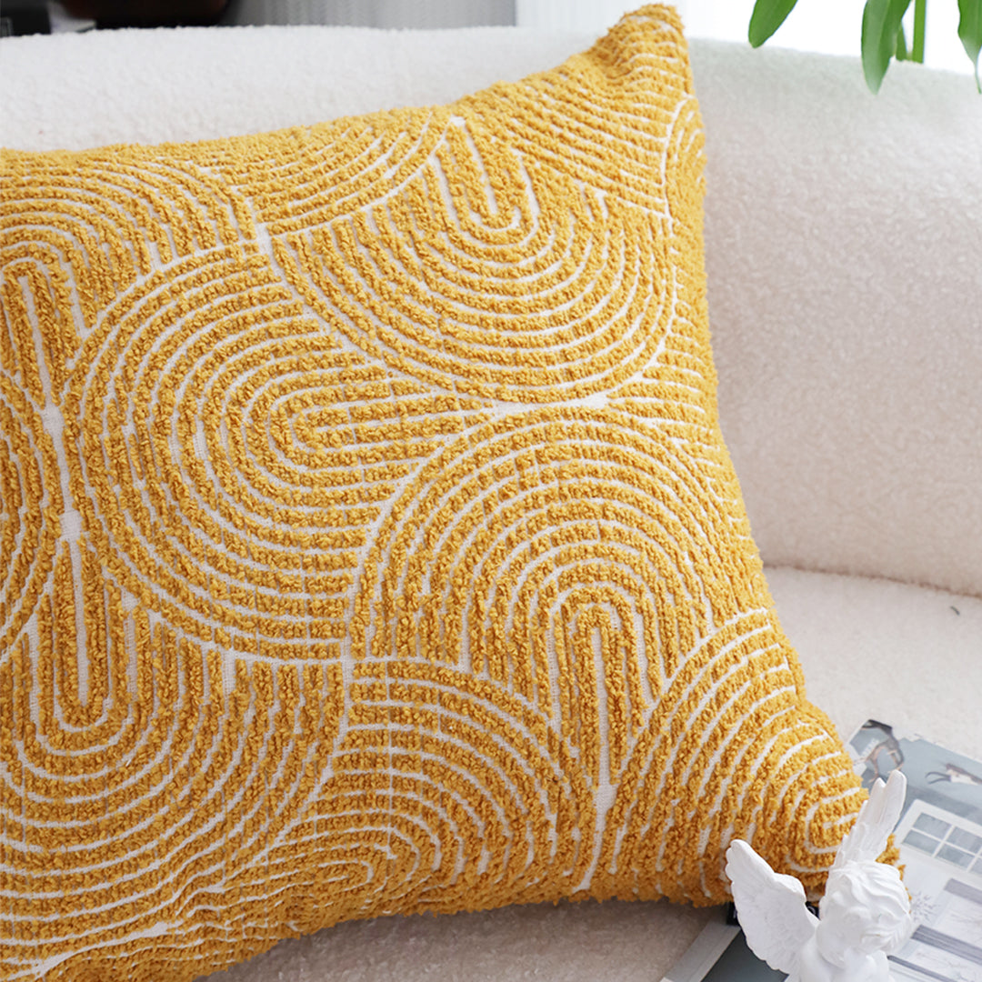 SOGA 50cm Mustard Yellow Throw Pillow Geometric Indoor and Outdoor Corded for Home Decor
