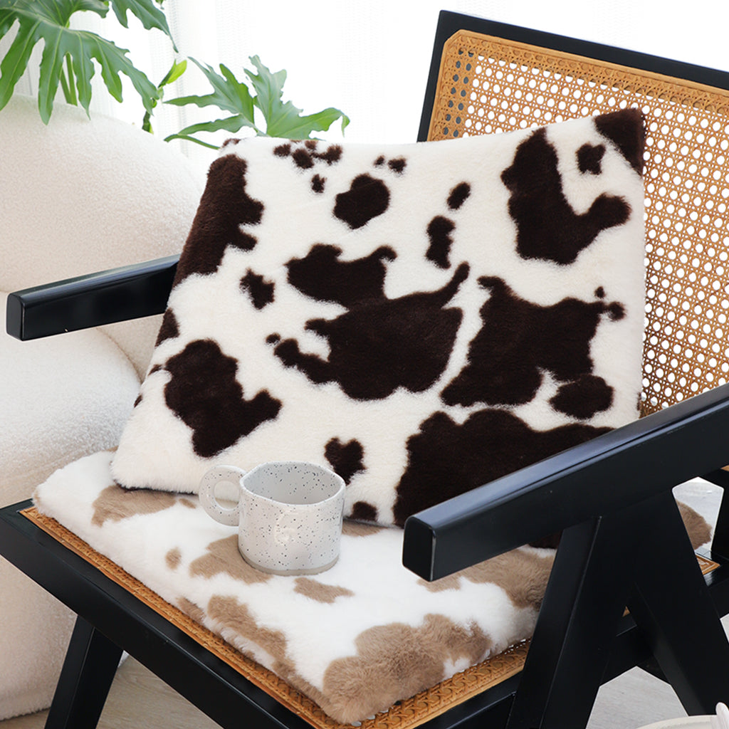 SOGA 2X 45cm Coffee Cowhide Square Cushion Soft Leaning Plush Backrest Throw Seat Pillow