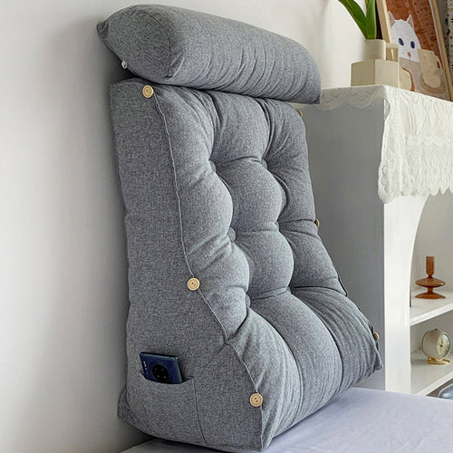 SOGA 45cm Silver Triangular Wedge Lumbar Pillow Headboard Backrest Sofa Bed Cushion Home Decor