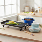 SOGA Kitchenware Bundle – Electric BBQ Teppanyaki Grill, Blue Ceramic Dinnerware & Cast Iron Stewpot