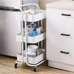 SOGA 2X 3 Tier Steel White Movable Kitchen Cart Multi-Functional Shelves Storage Organizer with Wheels
