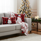 SOGA Christmas Bundle – Red Christmas Tree Fleece Throw & Red Snowman Holiday Pillows $ 200