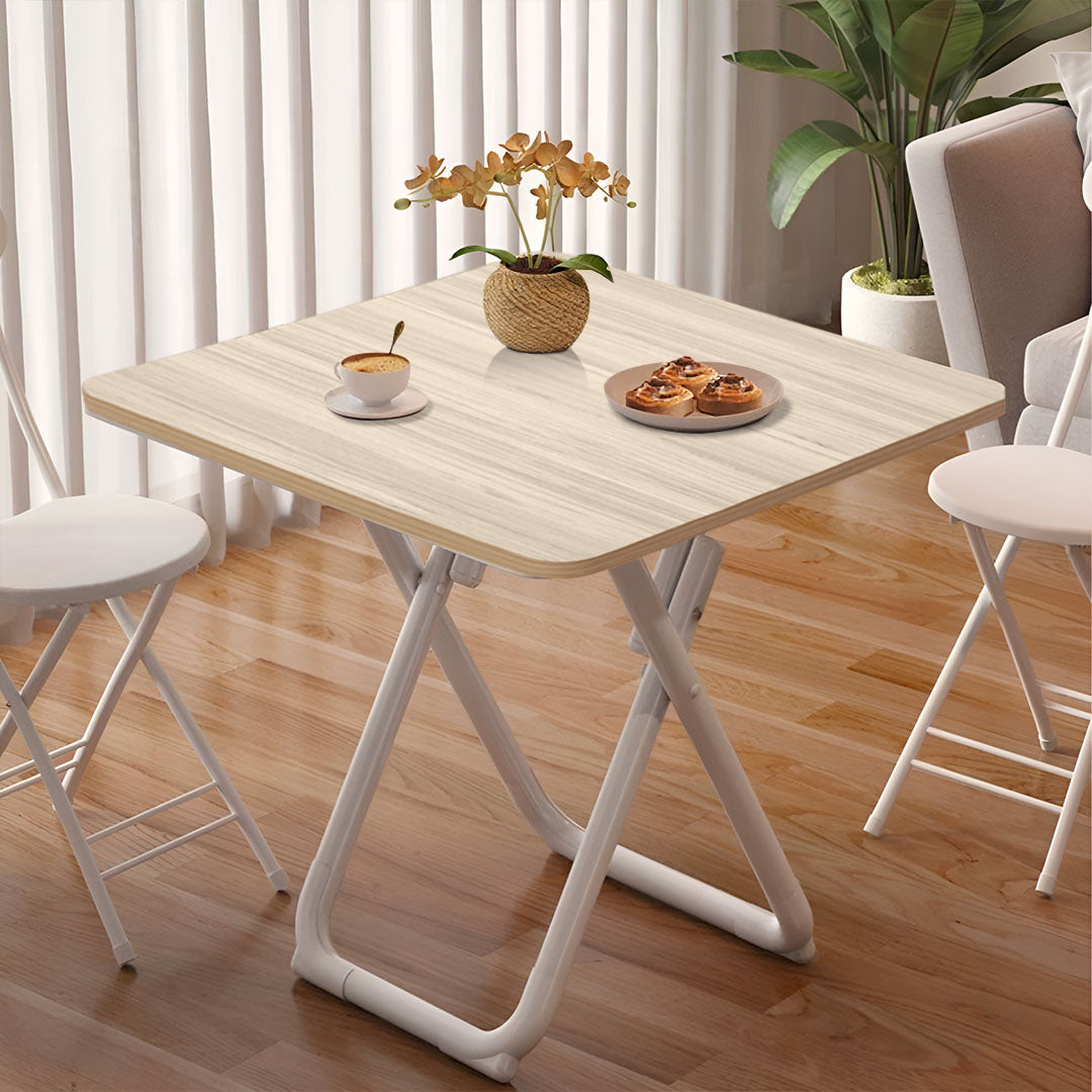 SOGA 2X 80cm Light Square Table with White Legs Modern Design for Home Decor