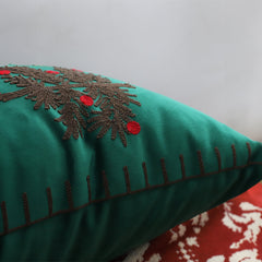 SOGA 2X 45cm Throw Pillow Green Three Embroidered Christmas Trees for Festive Holiday Square Cushion Home Decor