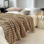 SOGA 2x230cm Warm & Cozy Flannel Polyester Throw Blanket Light Brown