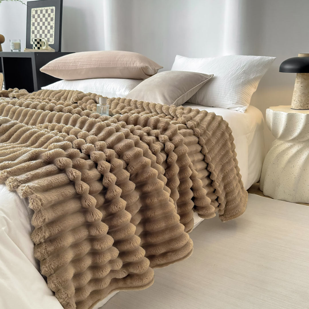 SOGA 2x230cm Warm & Cozy Flannel Polyester Throw Blanket Light Brown