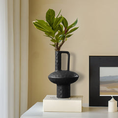 SOGA 2X 20x30cm Ornament Contemporary Black Ceramic Vase Decorative for Minimalist and Elegant Home Decor