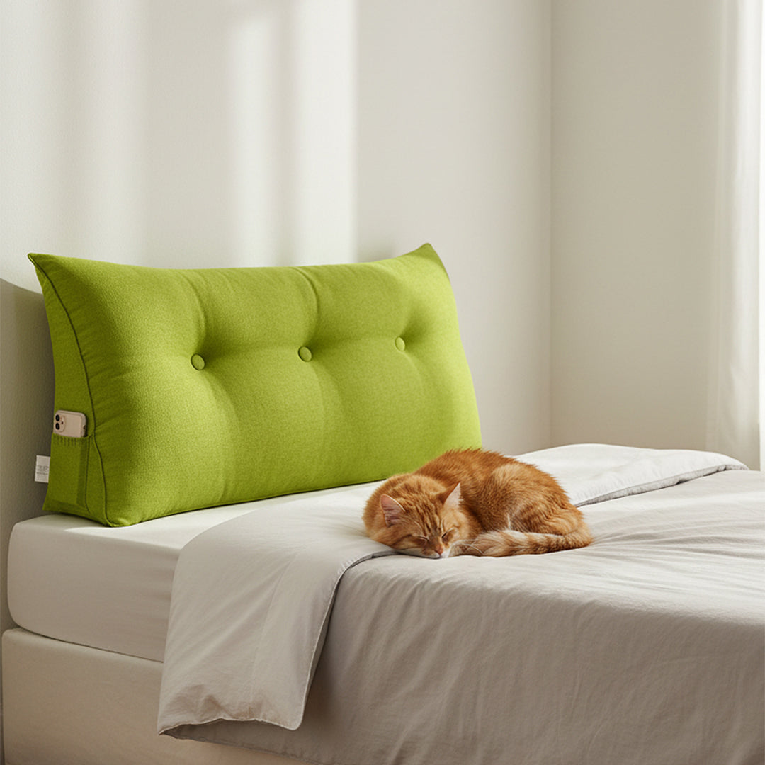 SOGA 2X 100cm Green Triangular Wedge Bed Pillow Headboard Backrest Bedside Tatami Cushion Home Decor