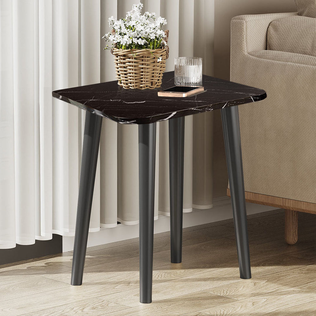 SOGA 40cm Black Ceramic Table Stone Pattern Compact Modern Design with Black Legs