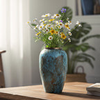 SOGA 30x19cm Light Blue Medium Ceramic Flower Vase Elegant Living Room Home Decor