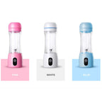 SOGA 2x 380ml Portable Mini USB Rechargeable Handheld Fruit Mixer Juicer Pink