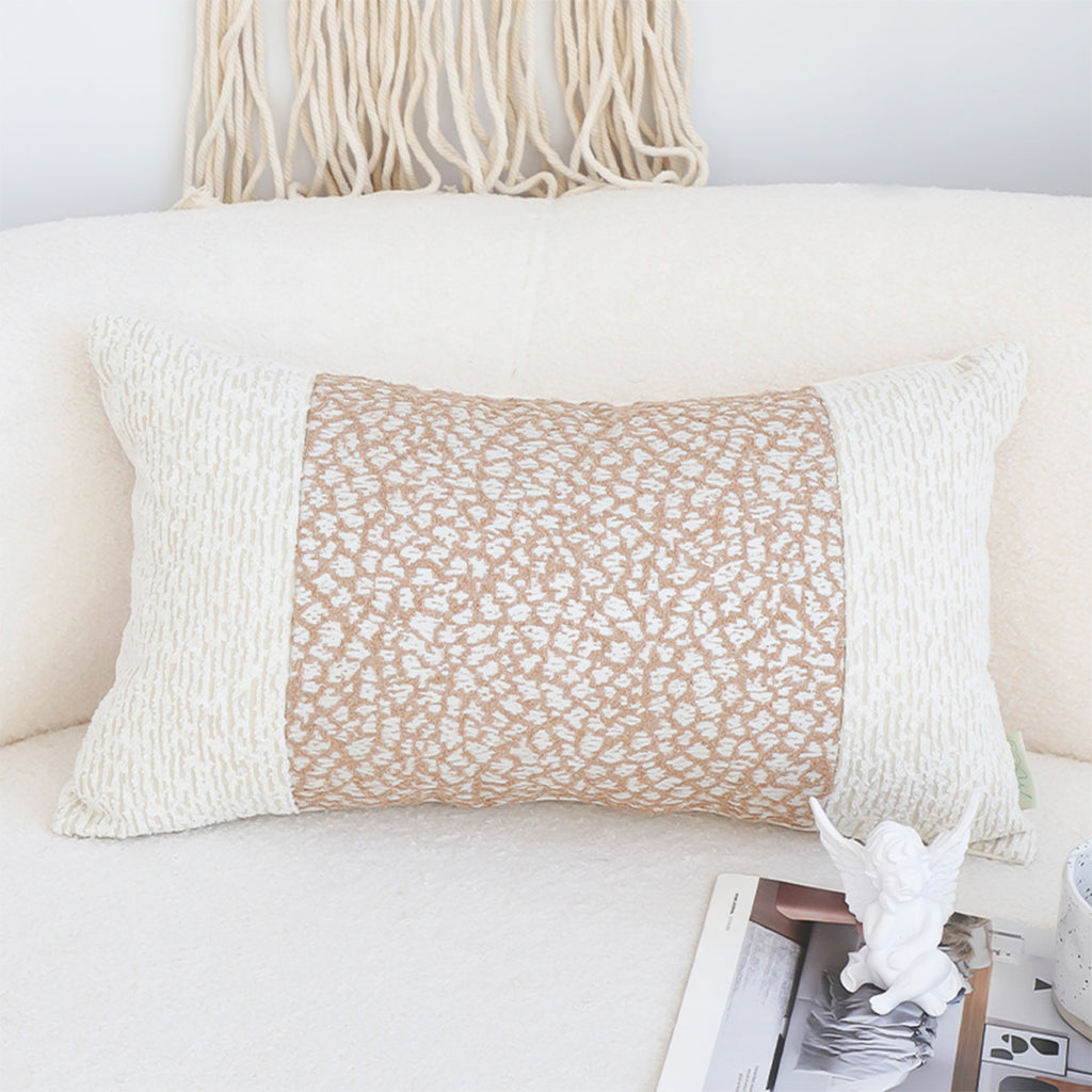 SOGA 2X 35cm Modern Beige Color Block Textured Decorative Throw Pillow