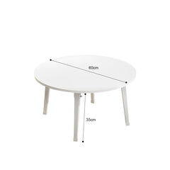 SOGA White Portable Floor Table Small Round Space-Saving Mini Desk Home Decor
