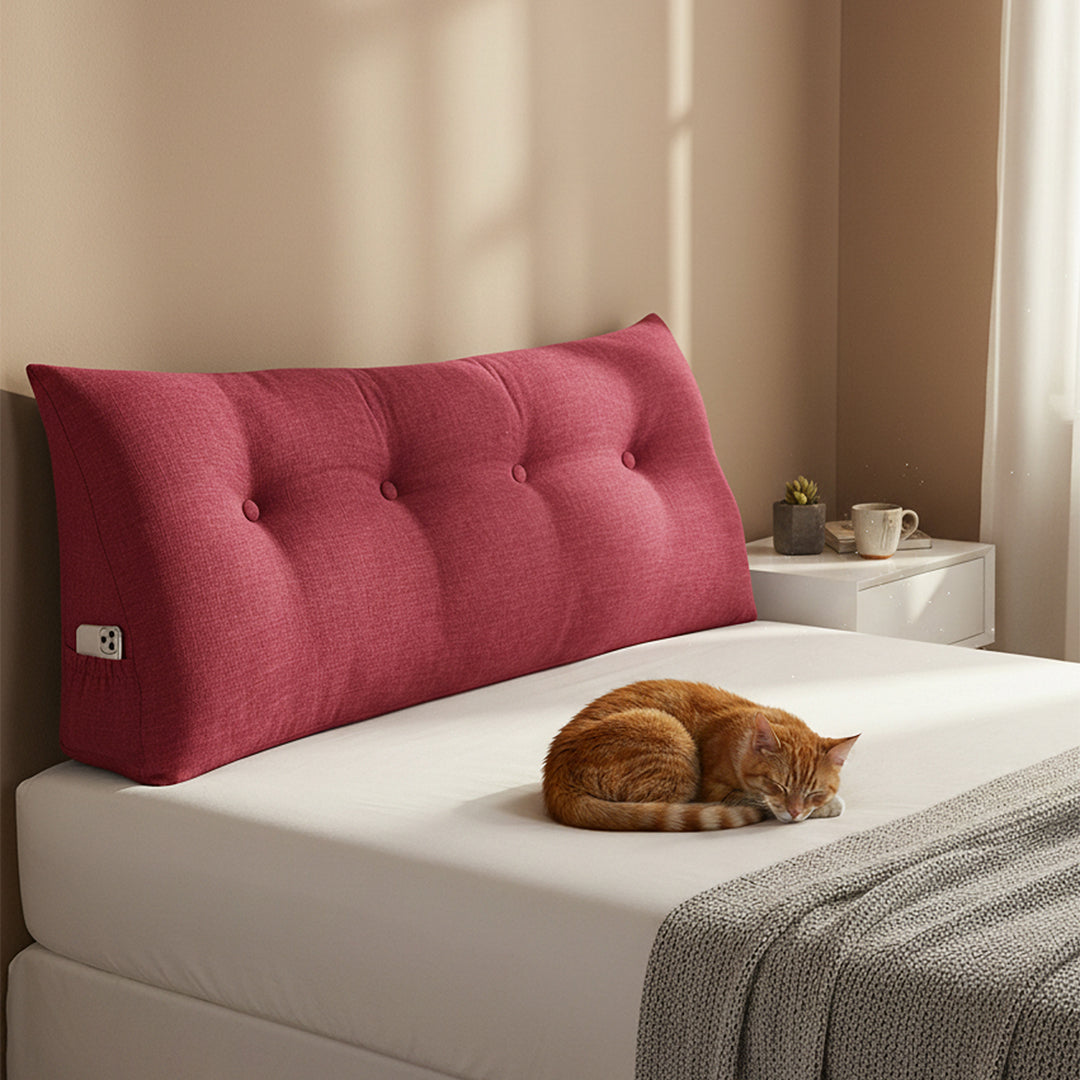 SOGA 120cm Rose Red Triangular Wedge Bed Pillow Headboard Backrest Bedside Tatami Cushion Home Decor