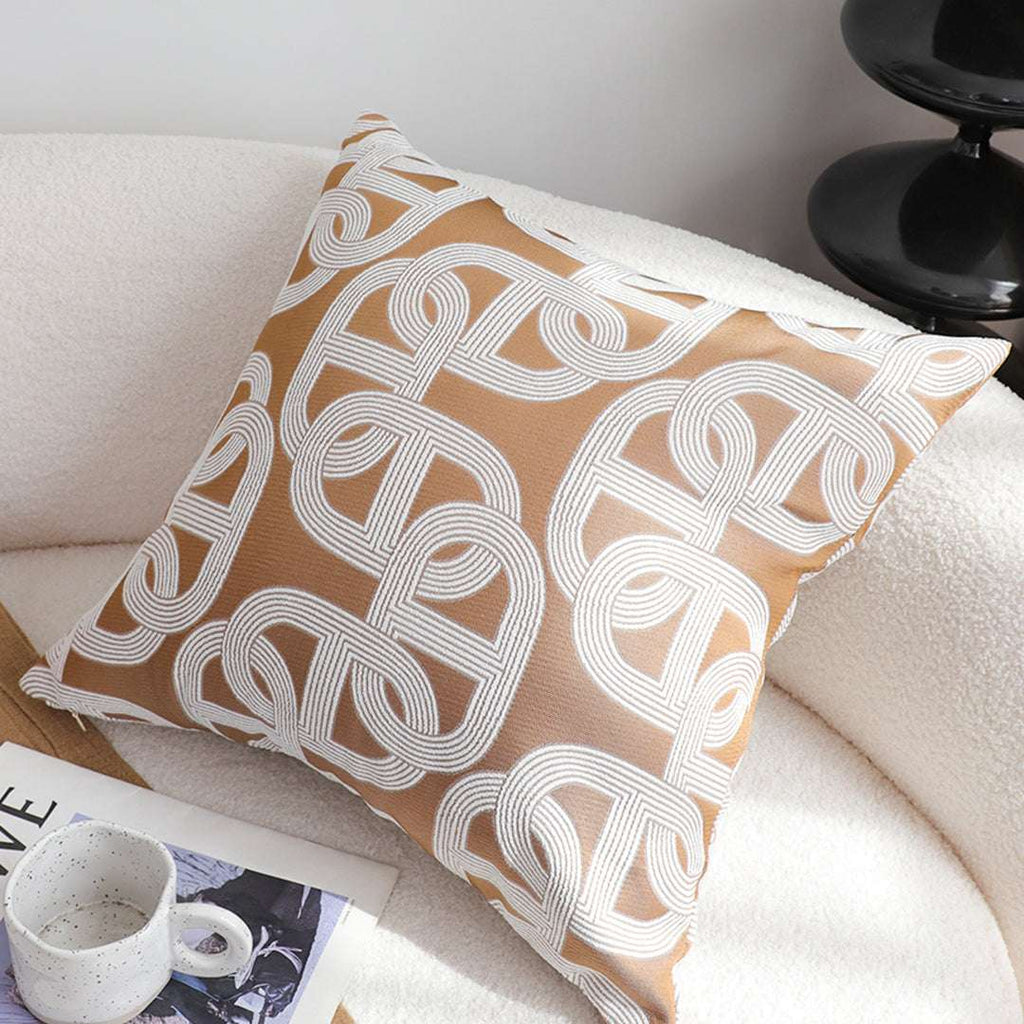 SOGA 2X 50cm Artistic Camel Brown White Geometric Pattern Throw Pillow $ 142