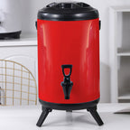 SOGA 8X 10L Stainless Steel Insulated Milk Tea Barrel Hot and Cold Beverage Dispenser Container with Faucet Red
