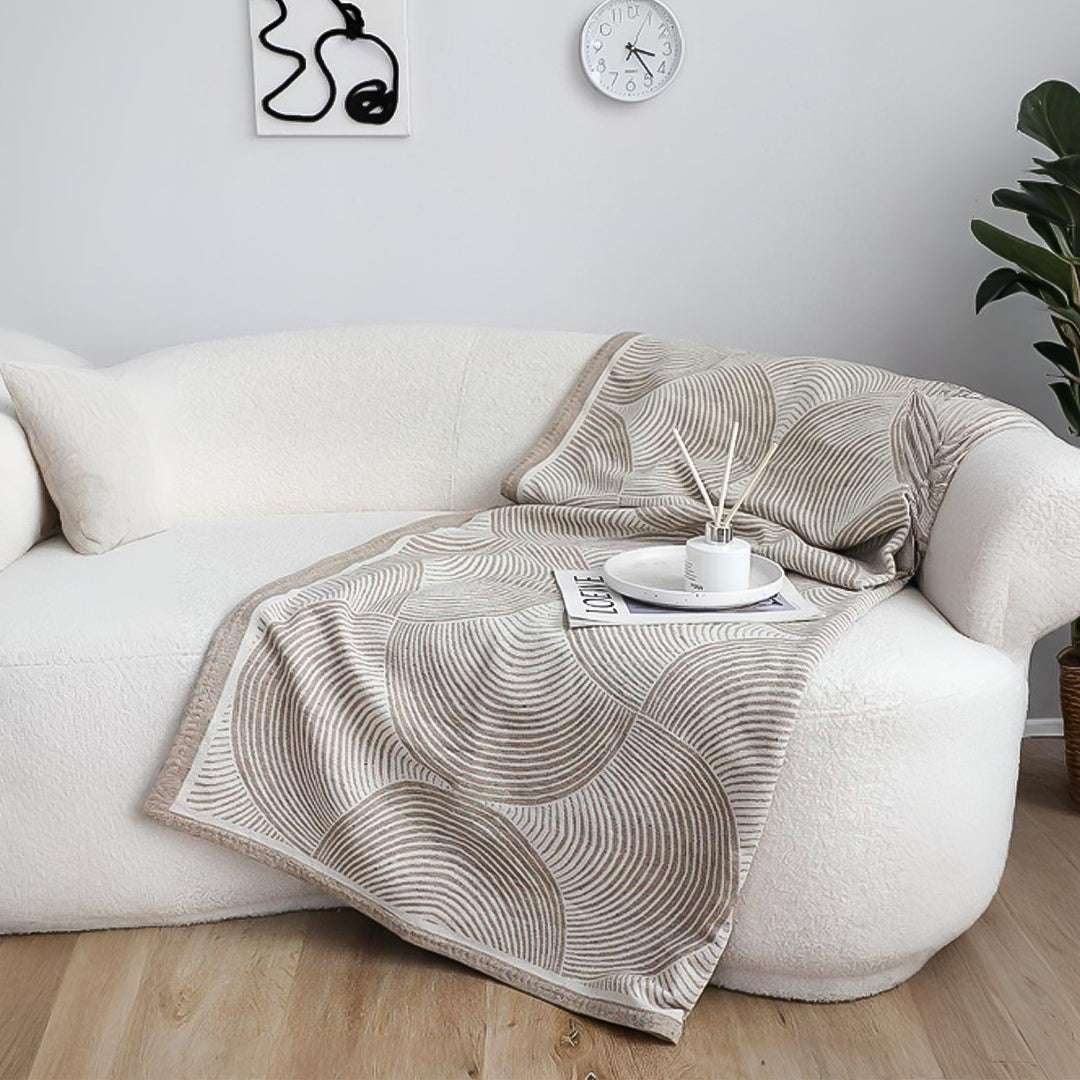 SOGA 2X Beige Geometric Swirl Throw Blanket 130x180cm Polyester $ 155