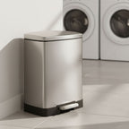 SOGA 2X Foot Pedal Stainless Steel Rubbish Recycling Garbage Waste Trash Bin Rectangular Shape 12L Silver