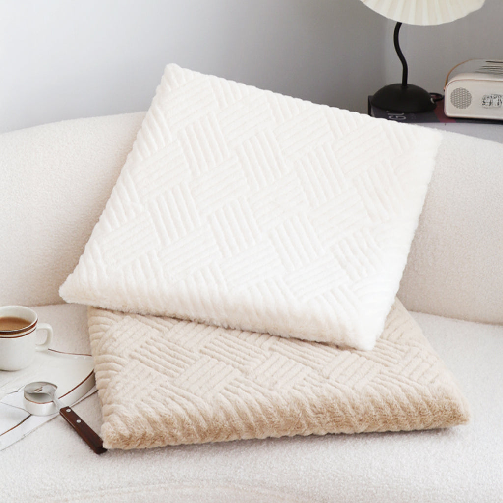SOGA 2X  White Chevron Square Cushion Soft Leaning Plush Backrest Throw Seat Pillow