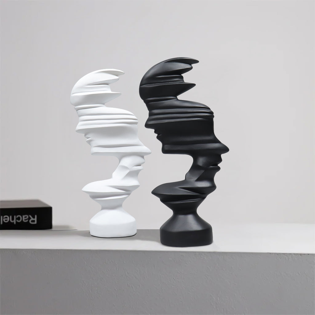 SOGA 44cm Dual-Face Resin Sculpture – Modern Abstract Art Décor
