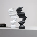 SOGA 44cm Dual-Face Resin Sculpture – Modern Abstract Art Décor