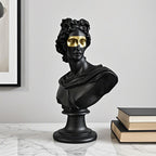 SOGA 40cm Black Classical Bust Resin Sculpture with Gold Eye Mask