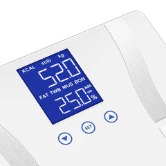 Glass LCD Digital Body Fat Scale Bathroom Electronic Gym Water Weighing Scales White