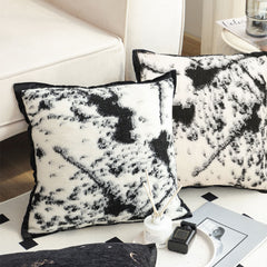 SOGA 2X 45cm Light Vintage Leopard Print Black & White Ink Splatter Wide-Edge SquareThrow Pillow
