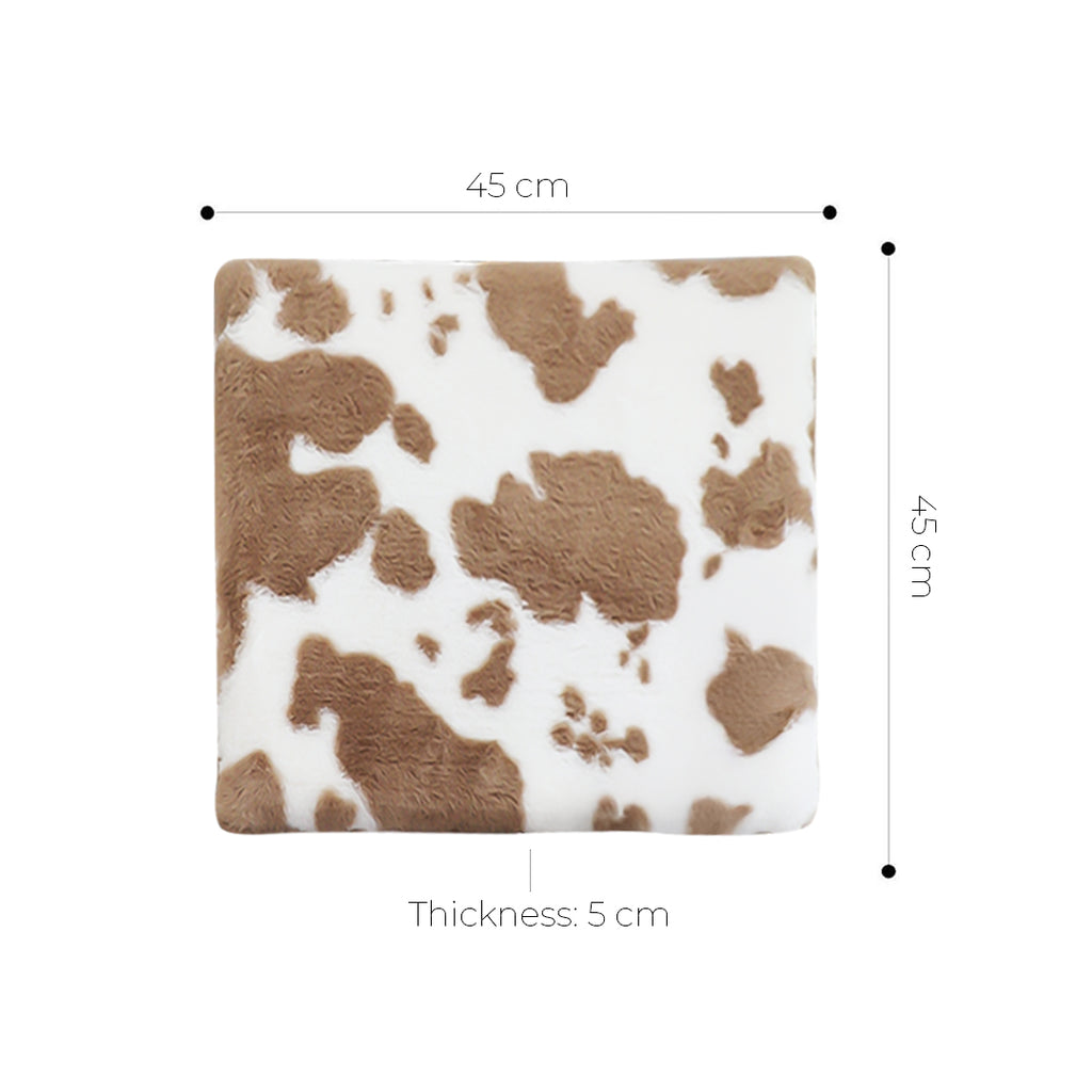 SOGA 2X 45cm Brown Cow Print Square Cushion Soft Leaning Plush Backrest Throw Seat Pillow