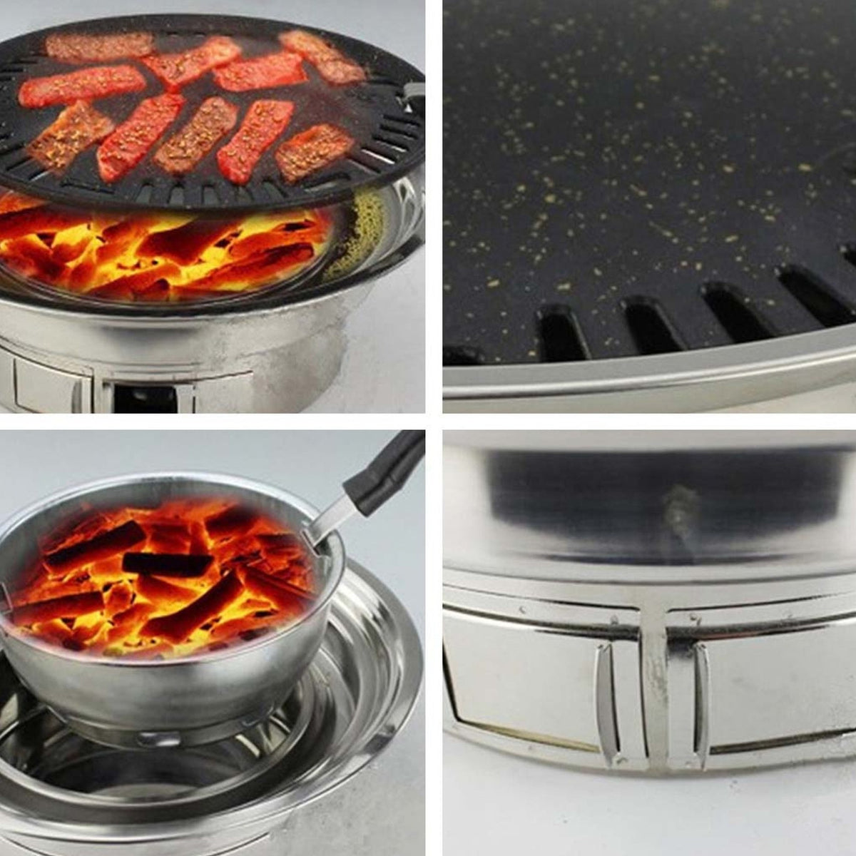 SOGA 2x BBQ Grill Stainless Steel Portable Smokeless Charcoal Grill Home Outdoor Camping