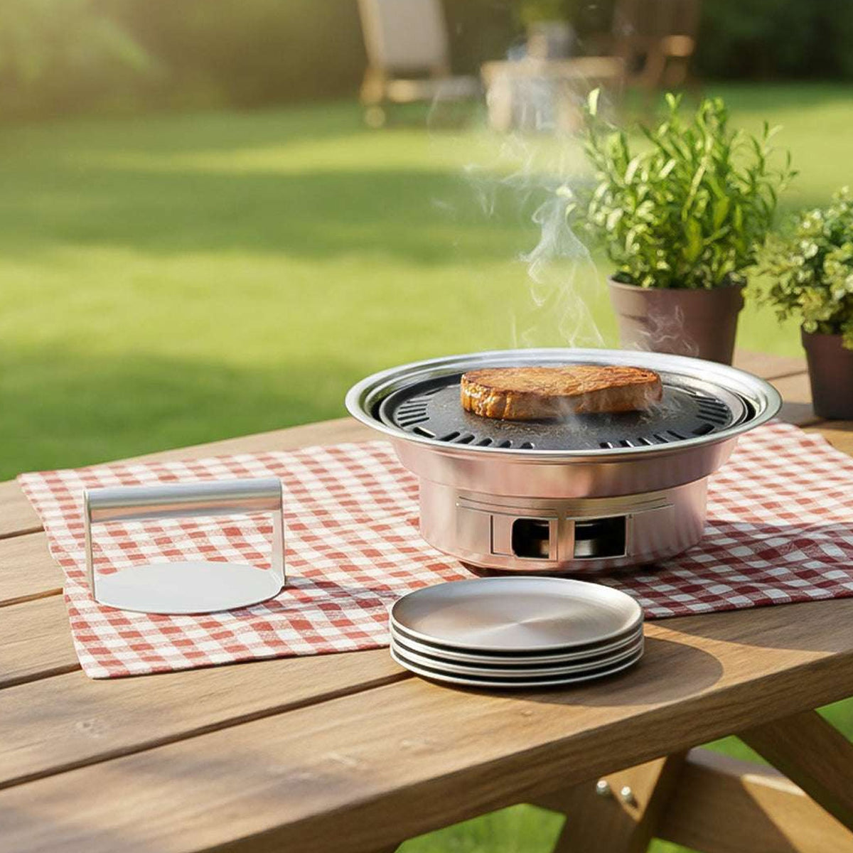 SOGA Kitchenware Bundle – Stainless Steel BBQ Grill, Burger Press & Premium Grilling Plate