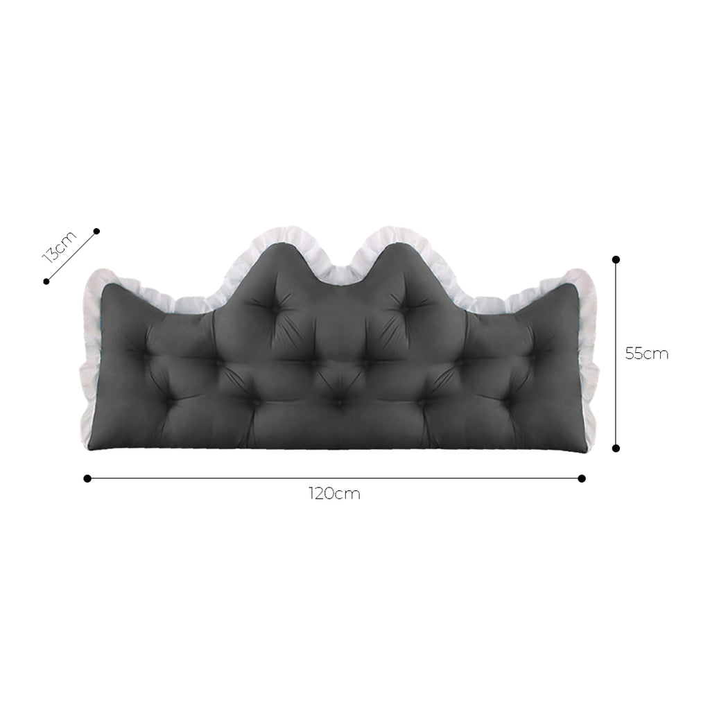 SOGA 2x120cm Crown Pillows Tufted Charcoal Headboard Cushion Set