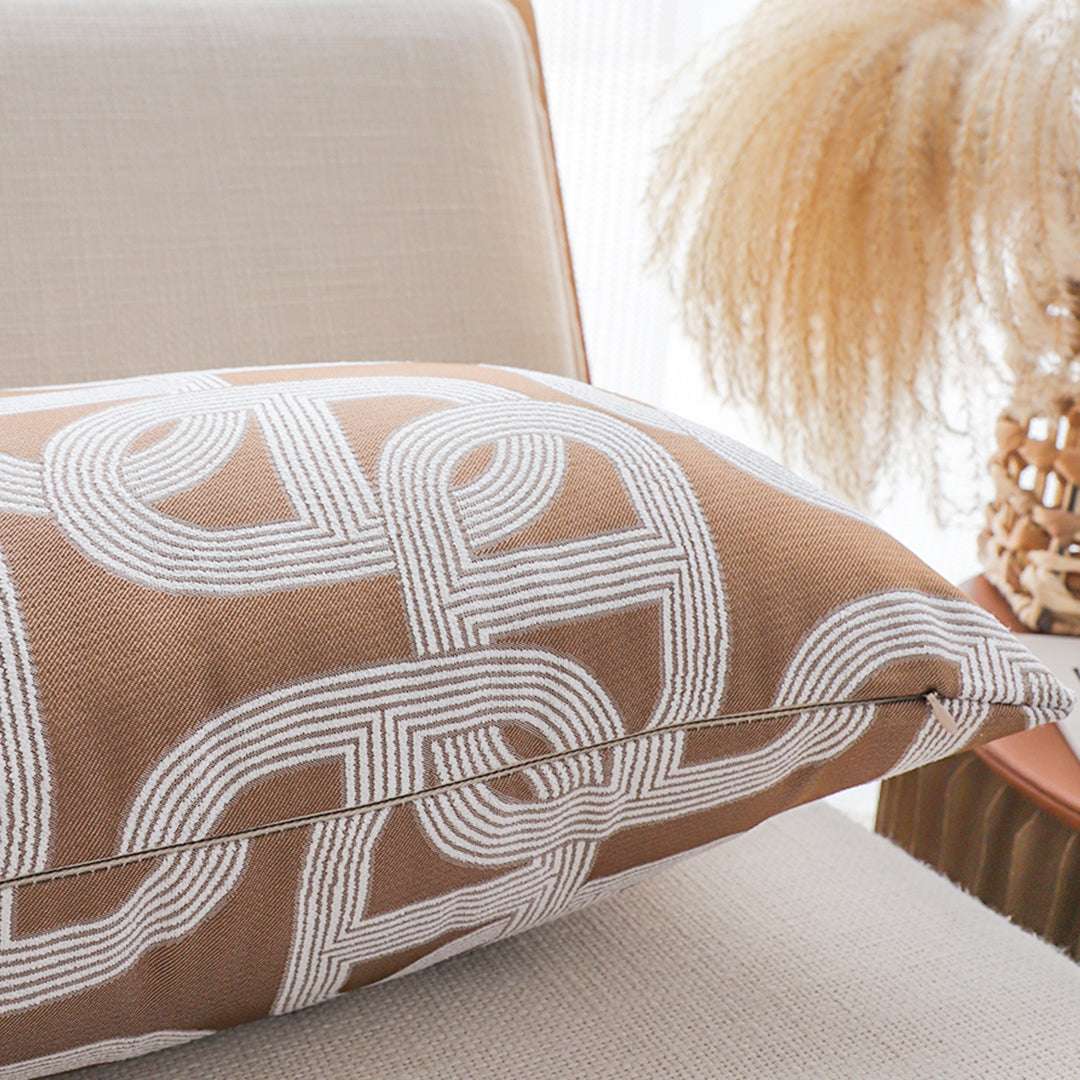 SOGA 2X 35cm Artistic Camel Brown White Geometric Pattern Throw Pillow $ 142