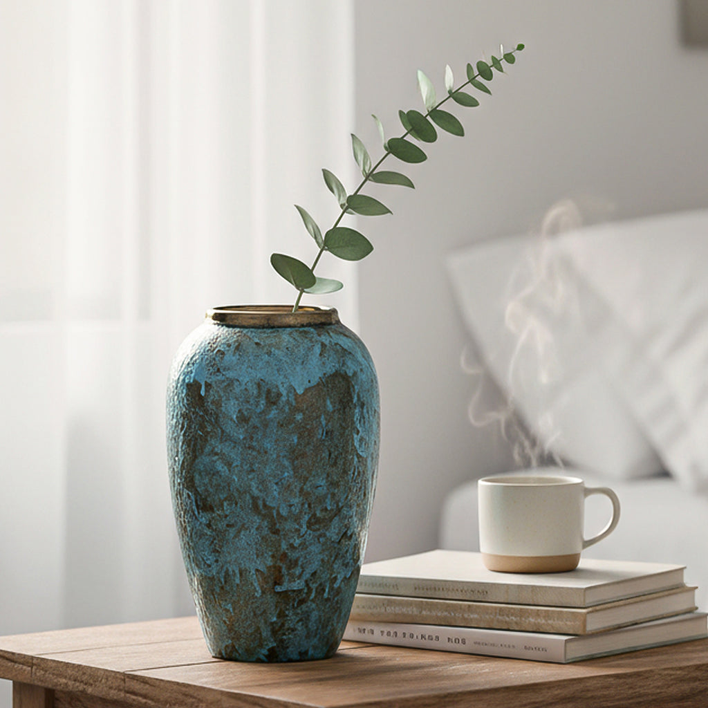 SOGA 30x19cm Light Blue Medium Ceramic Flower Vase Elegant Living Room Home Decor