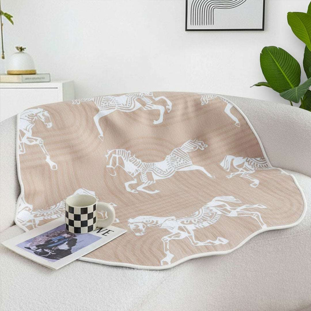 SOGA One-Seater Beige Horse Print 90x90cm Throw Blanket Sofa Cover $ 91