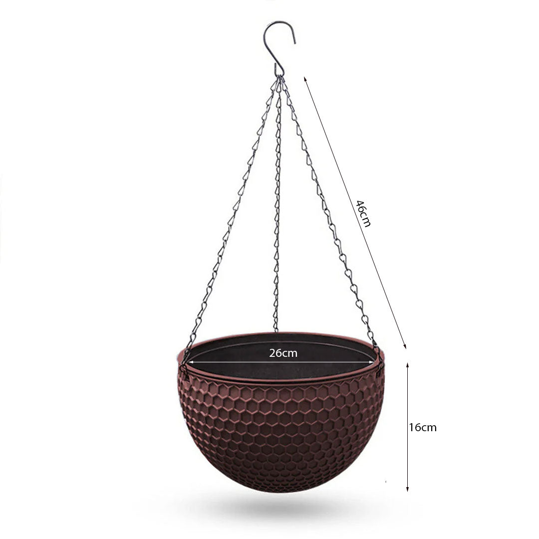 SOGA 2X Coffee Large Hanging Resin Flower Pot Self Watering Basket Planter